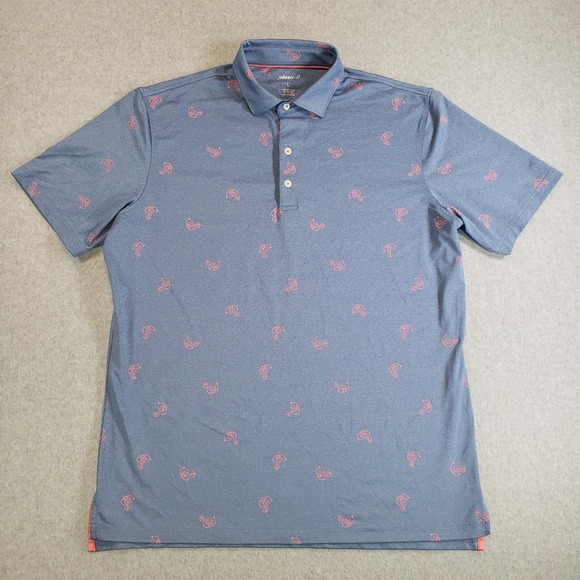 johnnie-O Other - Johnnie-O Flamingo Floaty Polo Shirt Mens Lake Blue Pink Size L Short Sleeve